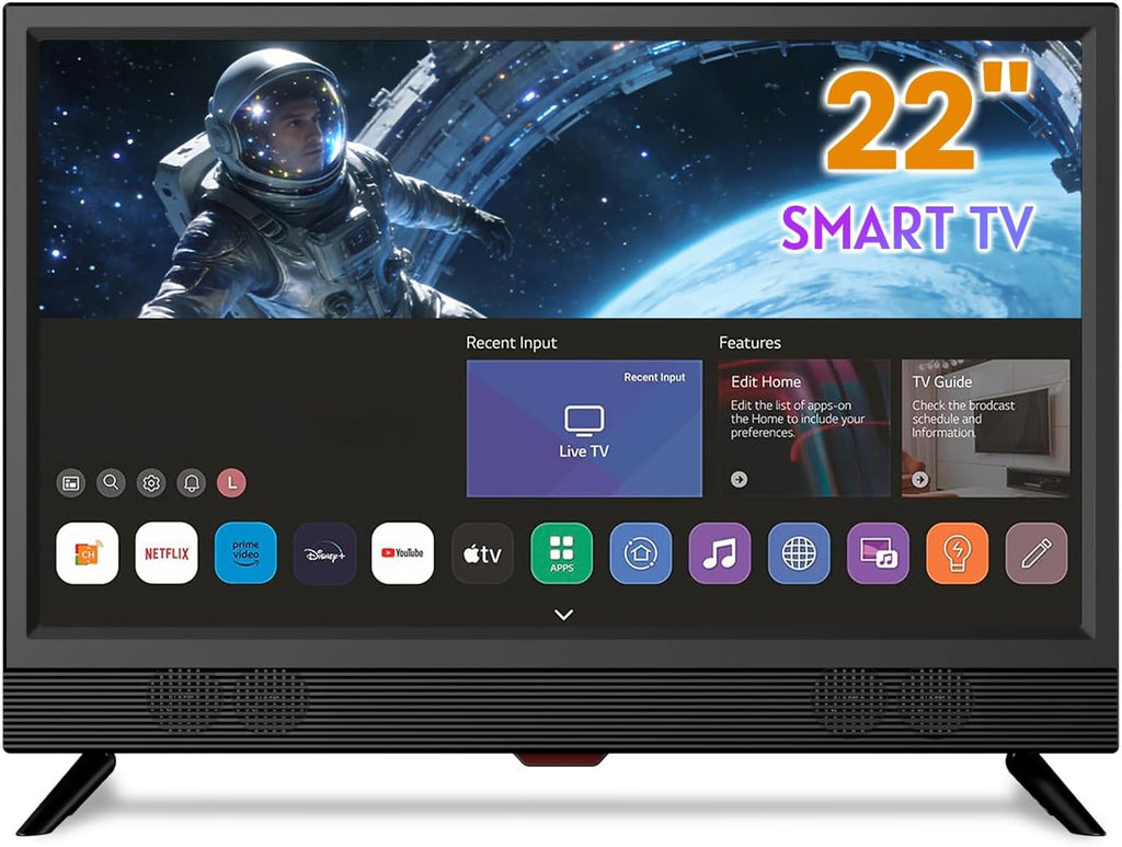 Feihe 22-inch Small Smart TV Full HD 1080p | Kitchen Smart TV, Flat Screen Television with Loud Dual Stereo Speakers, 178Â° Viewing & Wi/Fi (22, Inches)