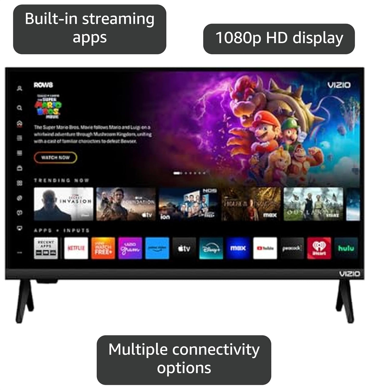 VIZIO 24" Inches VHD24M-0810 Class V-Series HD (1080p) Smart LED TV - Full Array Backlighting, Smart TV with Apple AirPlay, Chromecast, Alexa Compatibility (Renewed)