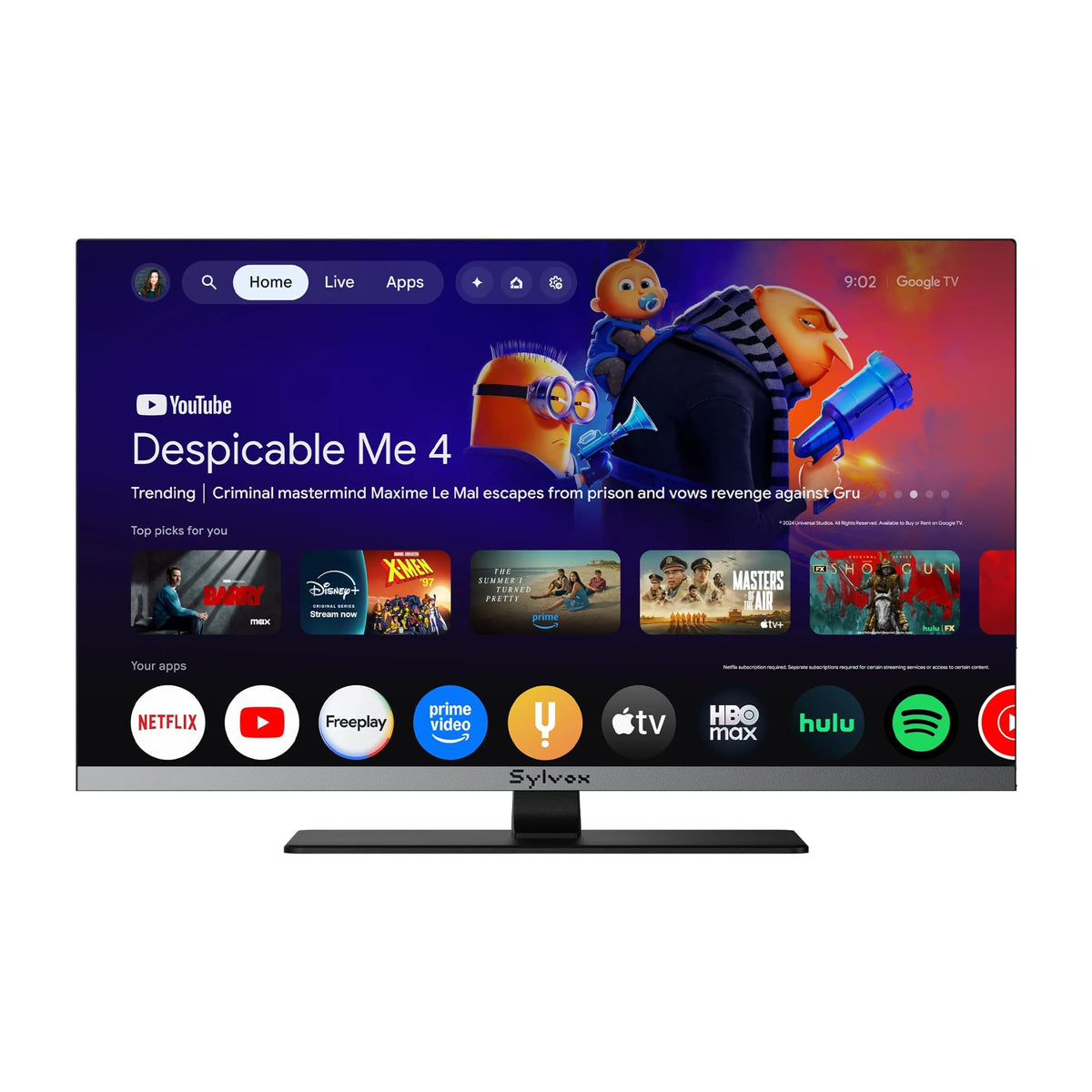 SYLVOX 24'' Smart RV TV, 12V/24V Google TV with Built-in DVD Player