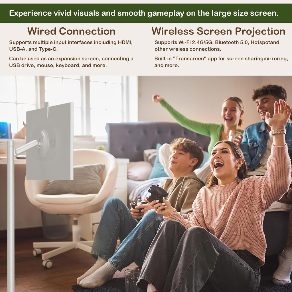 OFD 27" Portable TV on Wheels,Mobile TV Touchsreen for Home,Android 15,Gen2