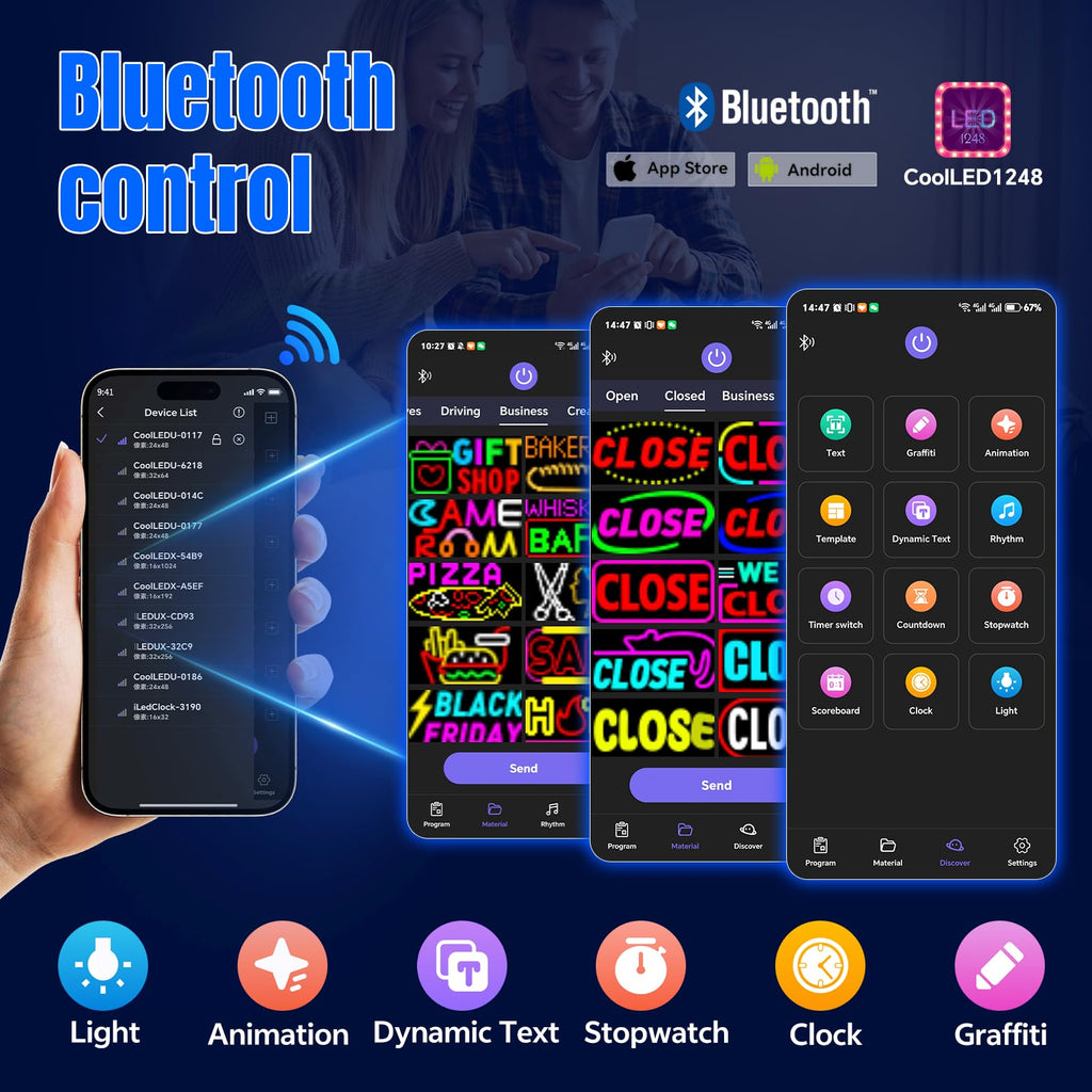 LED signs for business,APP control DIY text,LED window ads display screen