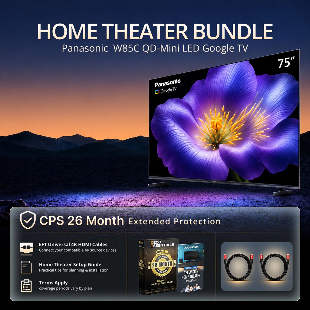 Panasonic 55 inch W85C 4K QD-Mini LED Google TV 2026 TN-55W85CPS Bundle