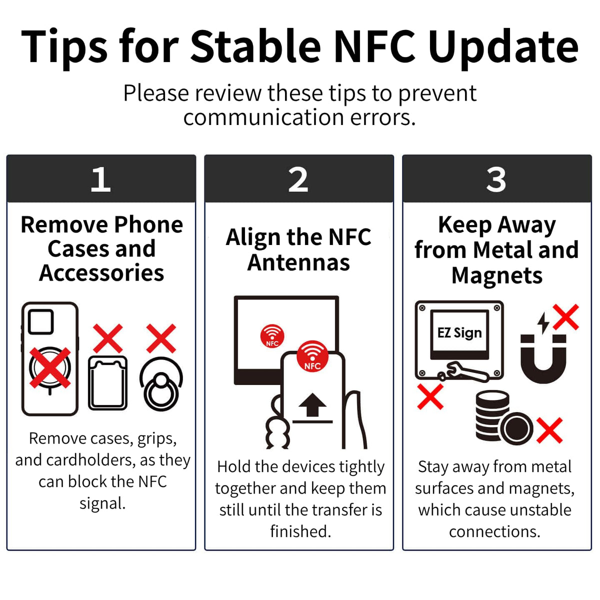 [Santek] EZ Sign NFC E-Paper Display â No Battery, Ultra-Thin 0.13â, Rewritable 4-Color Digital Display, App-Controlled (iOS/Android/PC), IP65 (Silver, 2.9" 6pcs, No Stand and Clip Included)