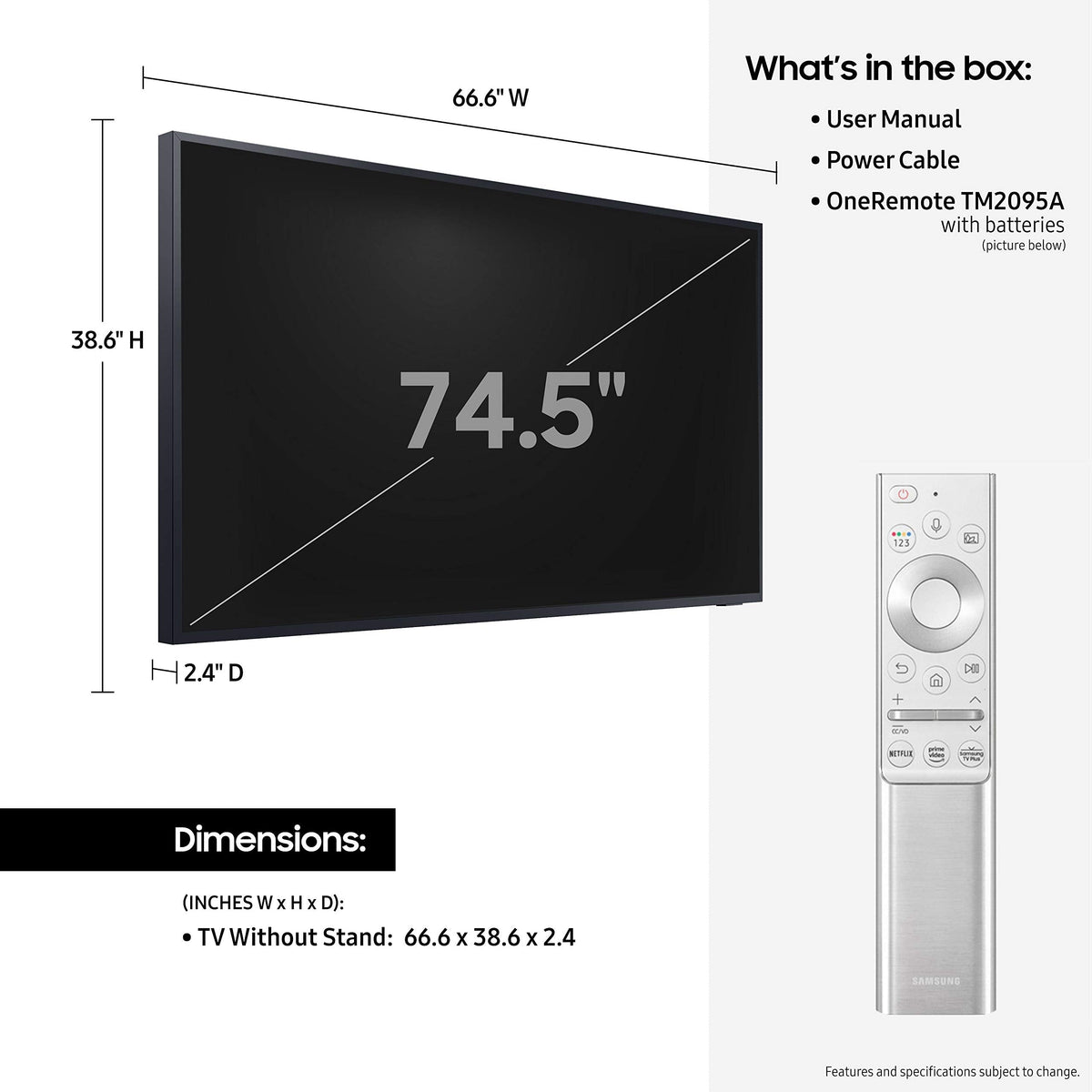 SAMSUNG 75-Inch Class QLED 4K The Terrace Full Sun Outdoor, Direct Full Array 16x, Weather Resistant, Wide Viewing Angle, Anti-Glare Smart TV w/ Alexa Built-In (QN75LST9TAFXZA, Latest Model)