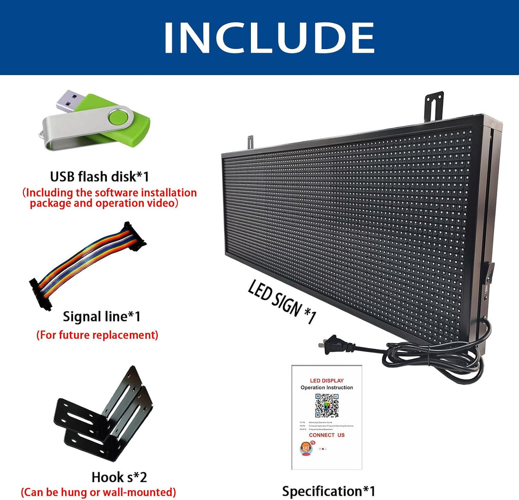 HS Programmable Scrolling Led sign Outdoor Digital Open Neon P10 39''x14''