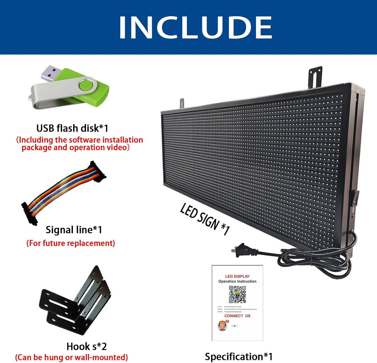 HS Programmable Scrolling Led sign Outdoor Digital Open Neon P10 39''x14''