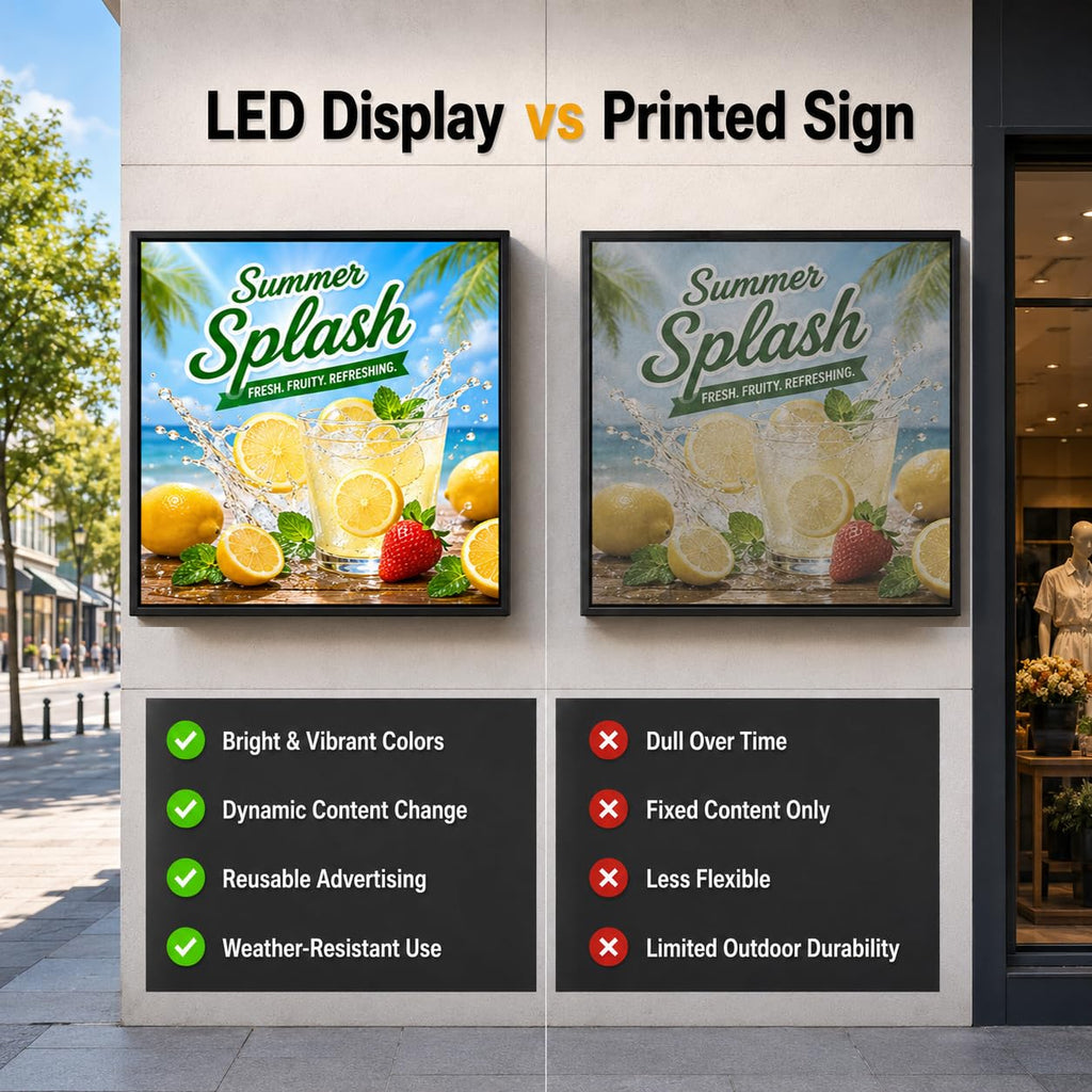 CX 65 x 34 Inch P5 Outdoor LED Sign, 320 x 160 Full-Color RGB Message Board with WiFi, Mobile App and USB Control, IP65 Display for Scrolling Text, Images and Video