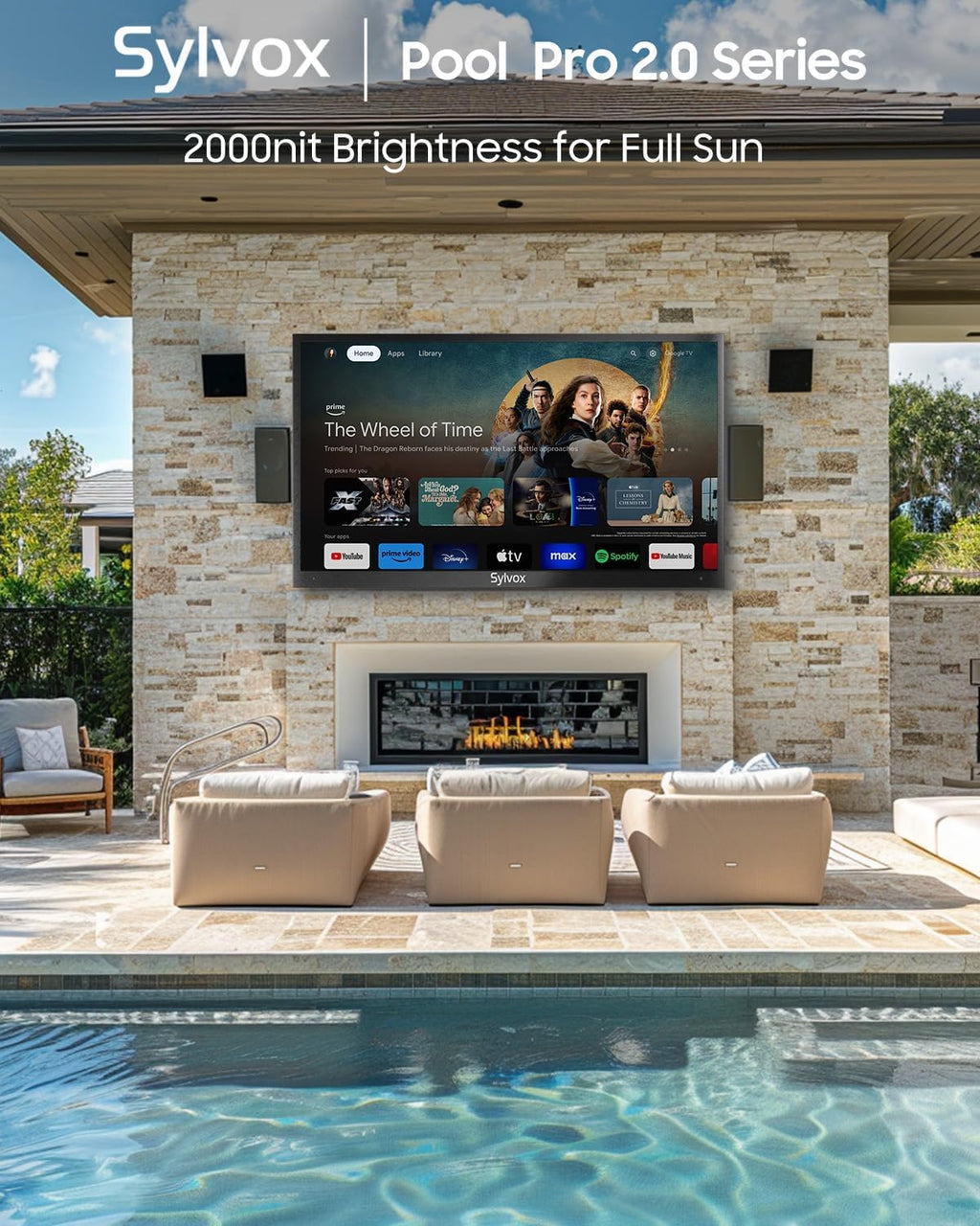 SYLVOX Outdoor TV, 85'' Mini LED QLED, 3500 Nits Extreme Brightness, 120Hz