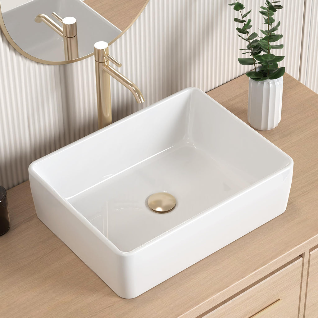 KES Matte Black 20 Inch Bathroom Vessel Sink Above Counter Rectangular Countertop Sink for Cabinet Lavatory Vanity, Ceramic, BVS123S50-BK