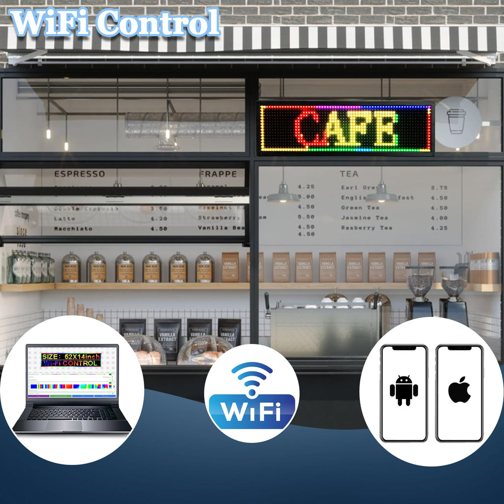 P10 39"x14" Double-Sides LED Advertising Sign Outdoor Digital Billboard with High Brightness, WiFi Programmable for Stores, HD Image/Text Display, Weatherproof & Energy Efficient
