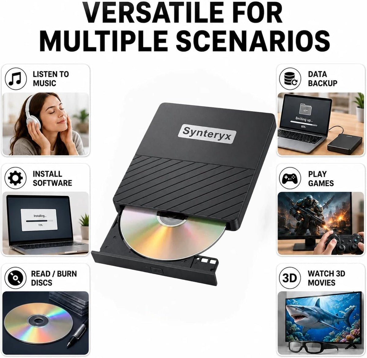 External 4k blu ray Drive,USB CD/DVD Drive for Laptops, DVD Burner