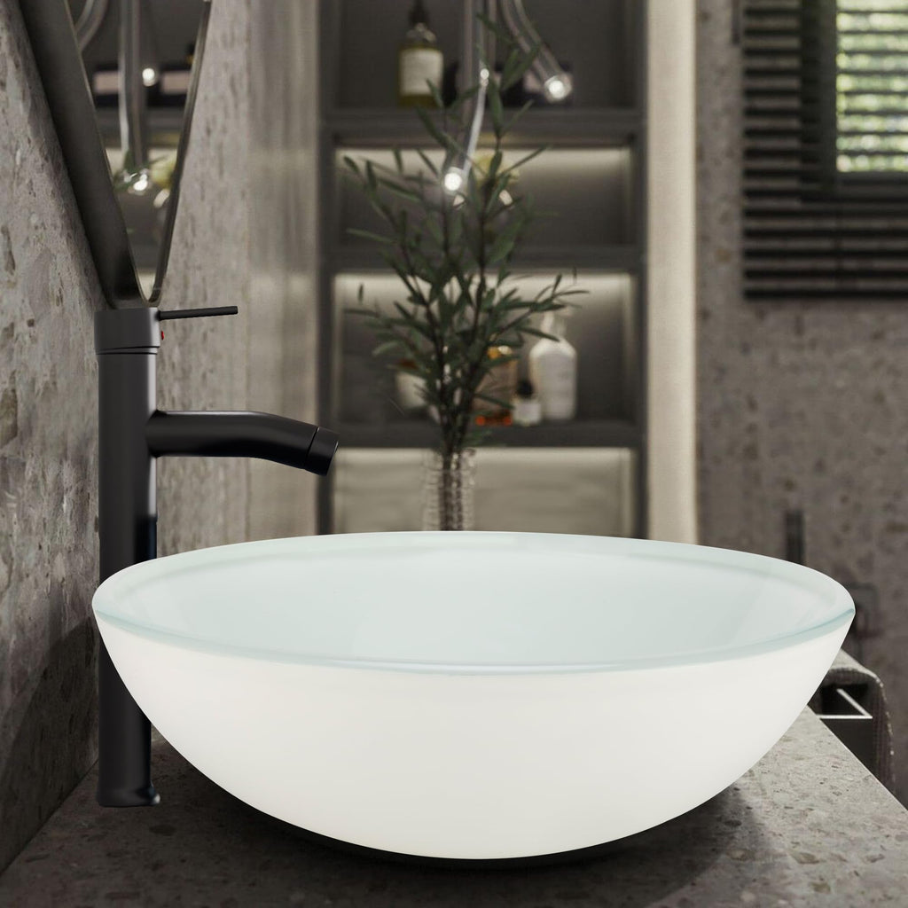Design Vessel Sink Concrete Bathroom Sink above Counter Small Vessel Sink Bathroom Sink Bowl Countertop Modern Sinks with Faucet and Drain Combo 15.7" Round Gray