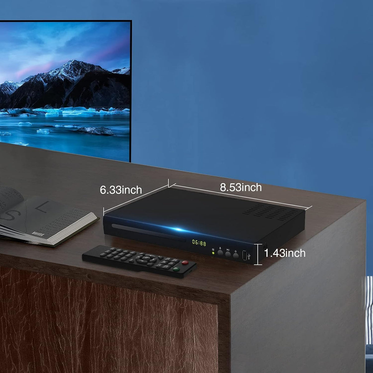 Blu Ray DVD Player, 1080P Home Theater Disc System, Play All DVDs and Region A 1 Blu-Rays, Support Max 128G USB Flash Drive + HDMI/AV/Coaxial Output + Built-in PAL/NTSC with HDMI/AV Cable
