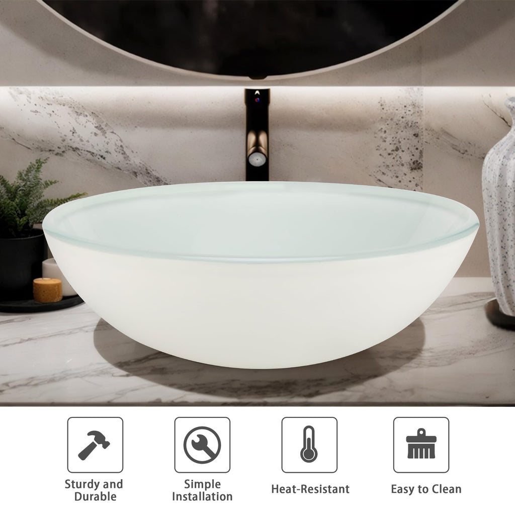 Design Vessel Sink Concrete Bathroom Sink above Counter Small Vessel Sink Bathroom Sink Bowl Countertop Modern Sinks with Faucet and Drain Combo 15.7" Round Gray