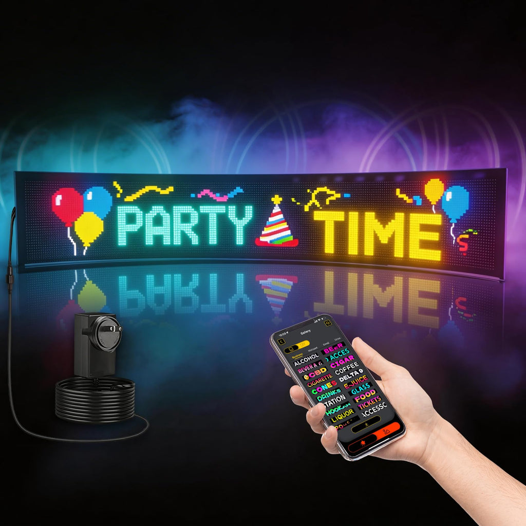 HYPERLITE Scrolling LED Sign: Custom Text LED Display 35.4" x 7.6" - USB LED Advertising Sign - Programmable LED Sign - for Business Party Birthday Decorations