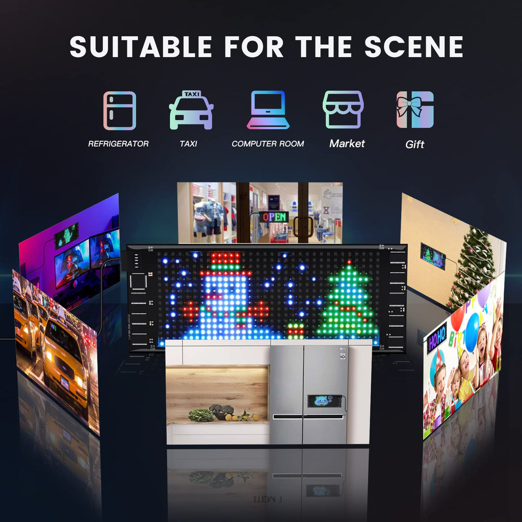 KJOY Bright Large Programmable LED Sign, 77''x8'' Flexible Scrolling LED Sign, Bluetooth App Control Custom Text Digital LED Display for Store, Schools, coffee, shop, Hotel