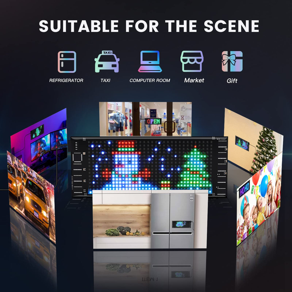 KJOY Bright Large Programmable LED Sign, 77''x8'' Flexible Scrolling LED Sign, Bluetooth App Control Custom Text Digital LED Display for Store, Schools, coffee, shop, Hotel