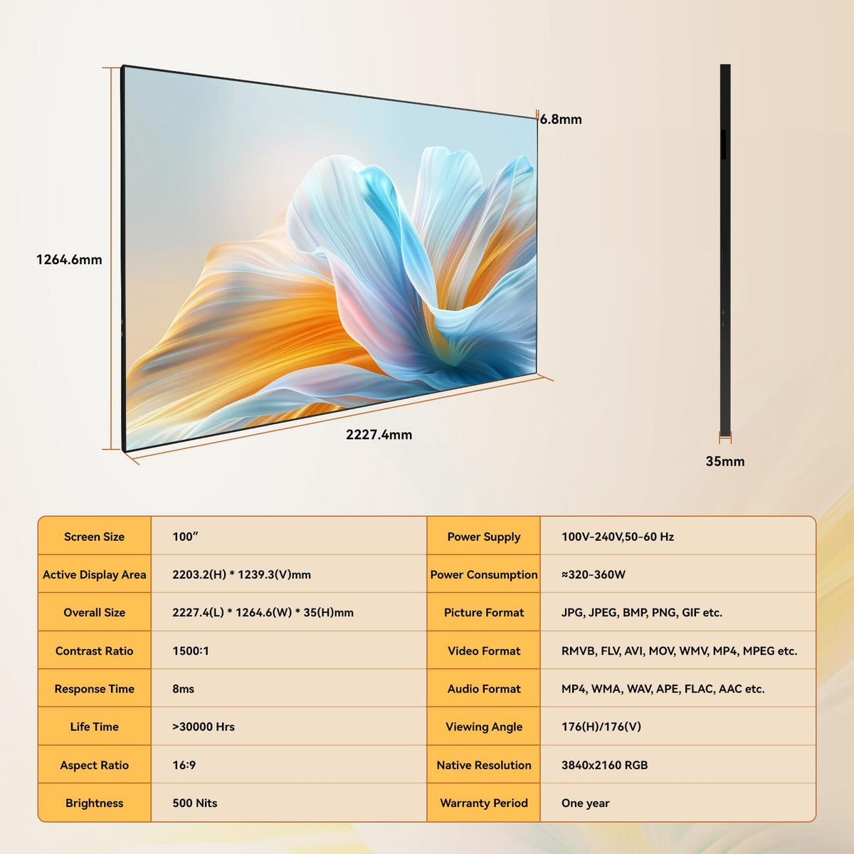 50" Digital Signage Display 1000-Nit 4K UHD Commercial Screen