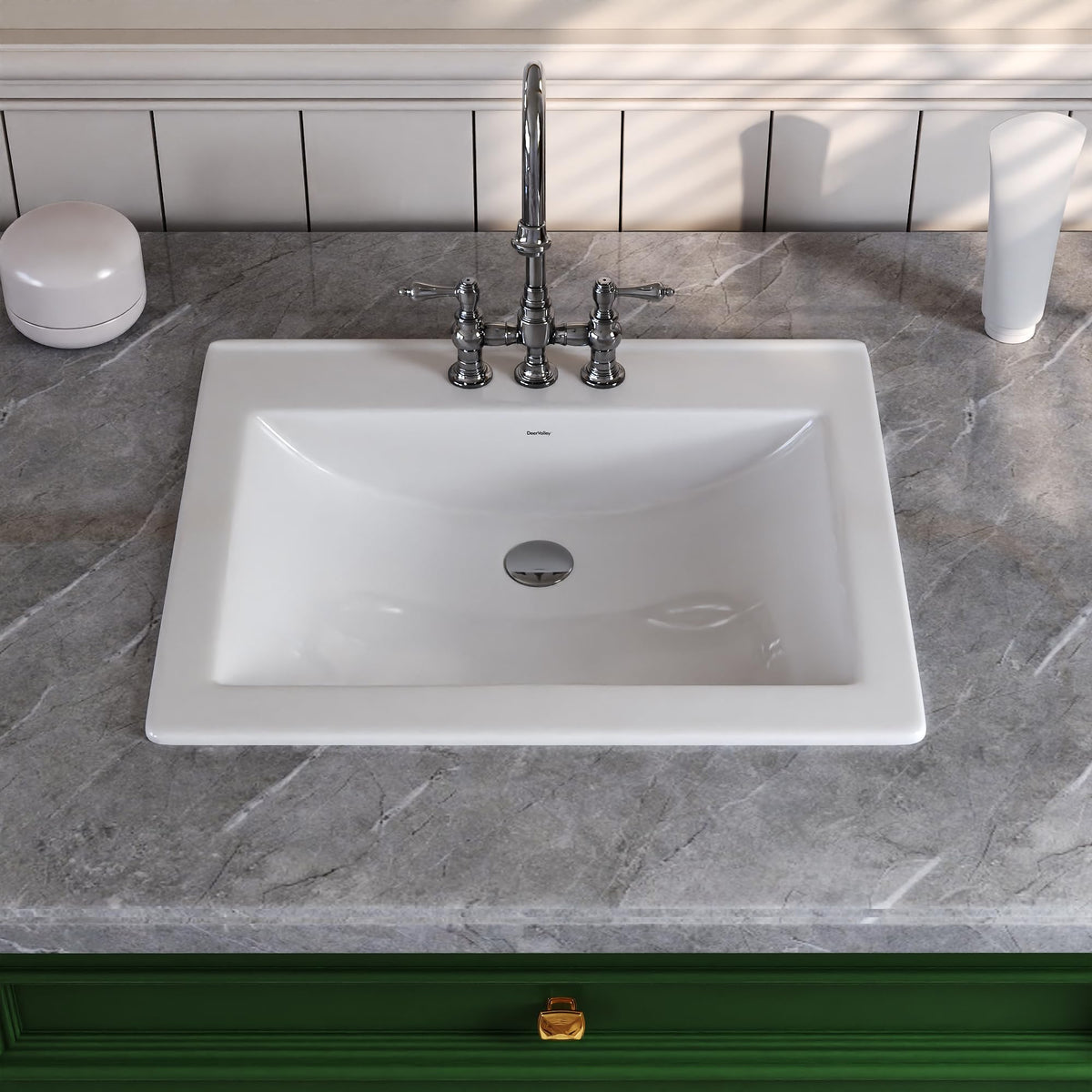DeerValley Modern Drop In Bathroom Sink White 20"x17" Oval Vanity Art Basin