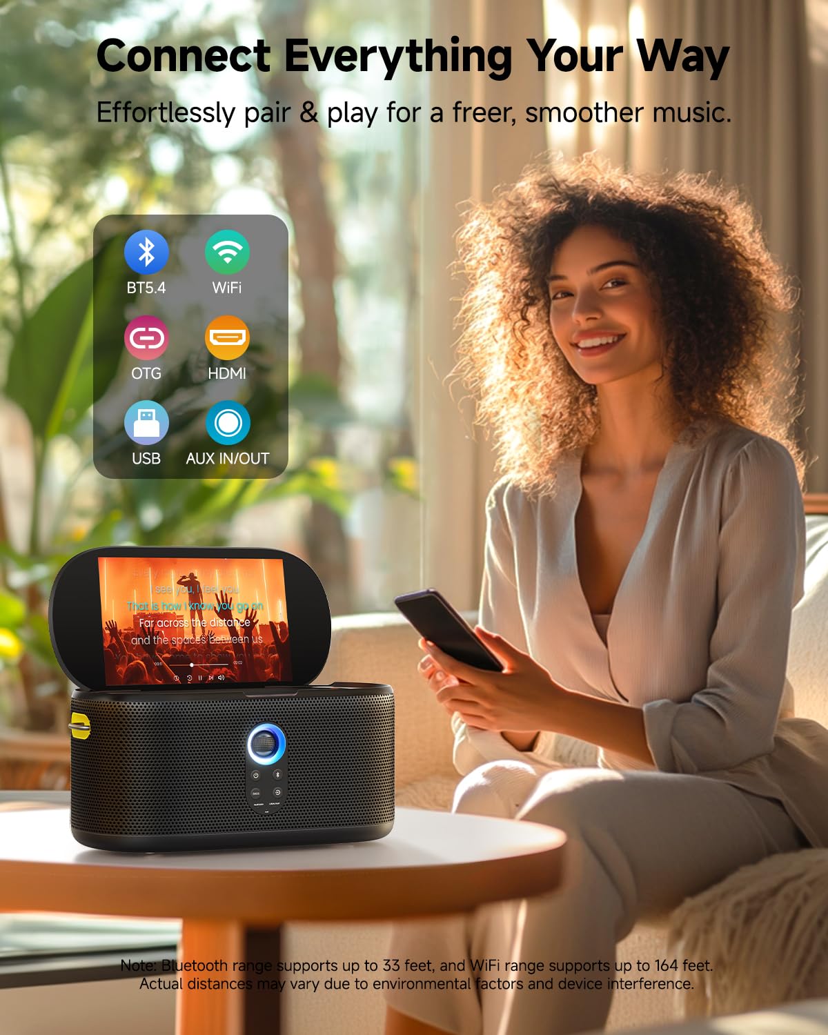 Ikarao Karaoke Machine with Microphone Stand, Portable Bluetooth Speaker for Party, Backyard, Karaoke System with 2 Wireless Microphone for Adults Kids, for Women, Men, Singing Lovers