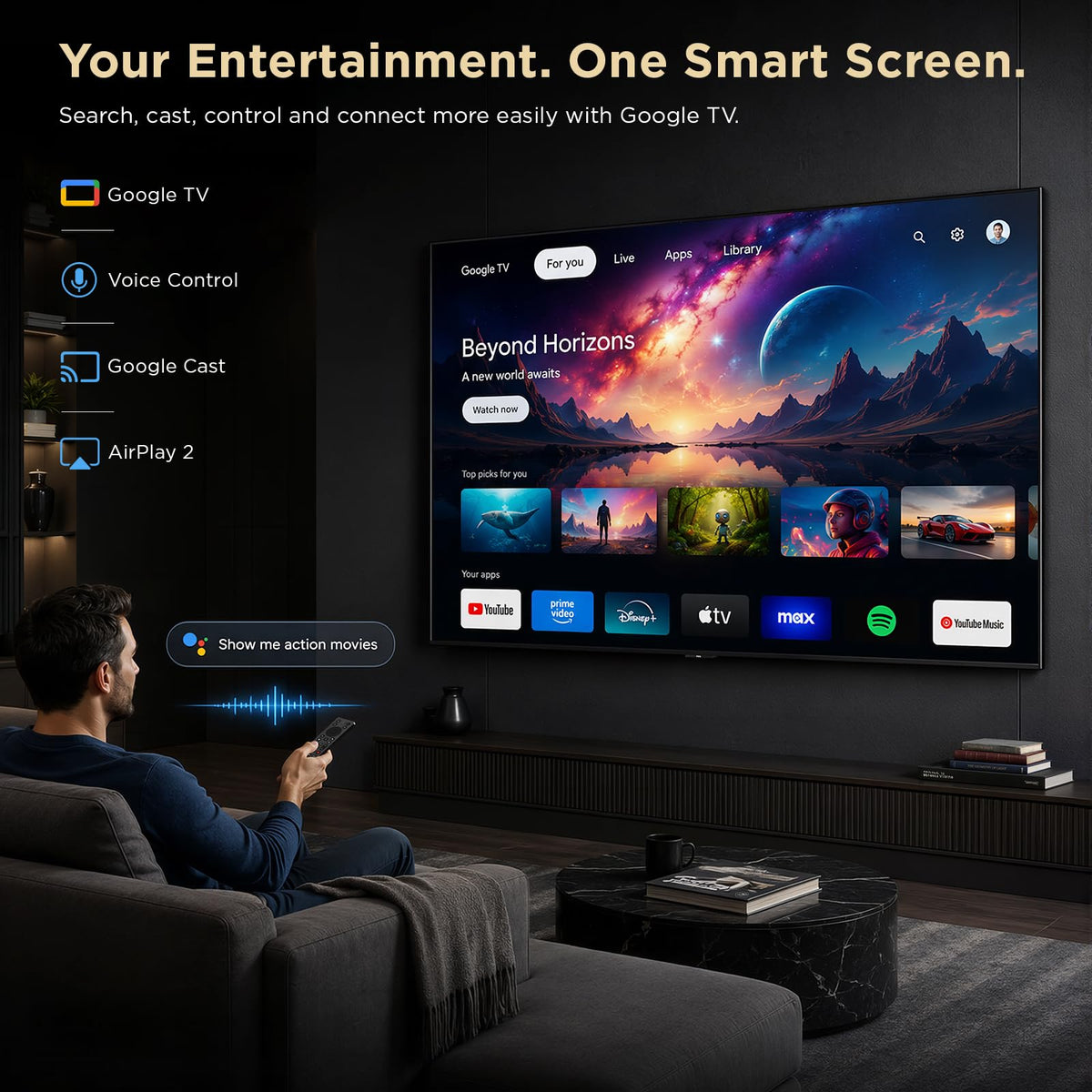 TCL 55-Inch Designer Series QD-Mini LED TV, 4K Google Smart TV, 55A400U