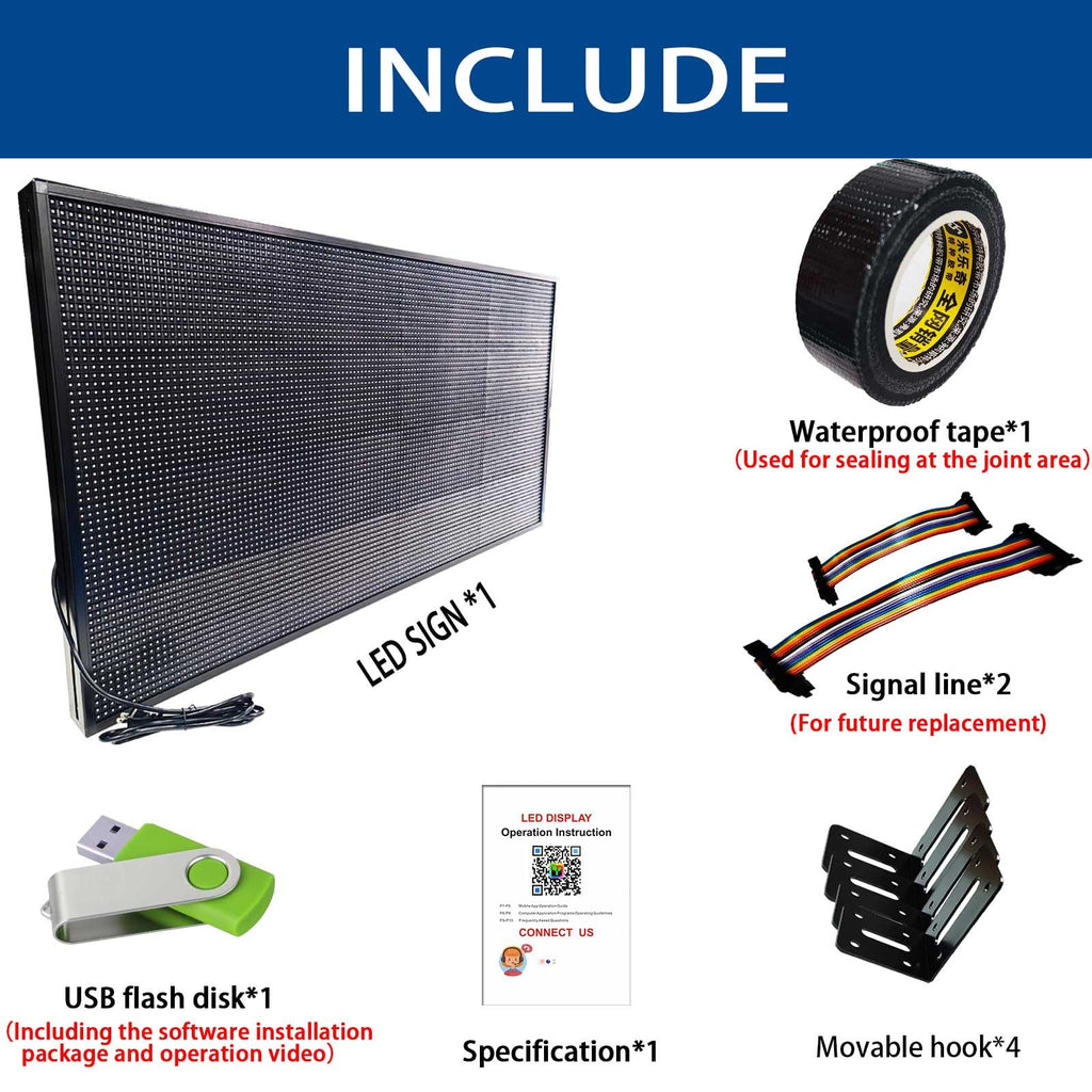HS P10 77''x14'' Led sign Outdoor Digital Open Neon Programmable Scrolling