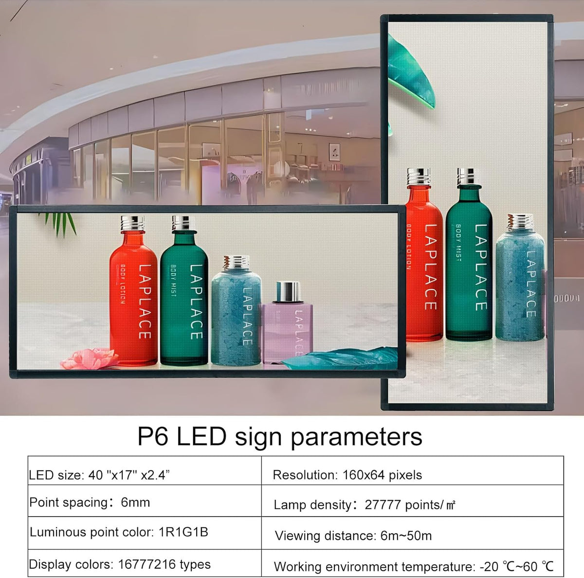 P6 Programmable LED Sign,Full Color Digital Message Board 40"X17"