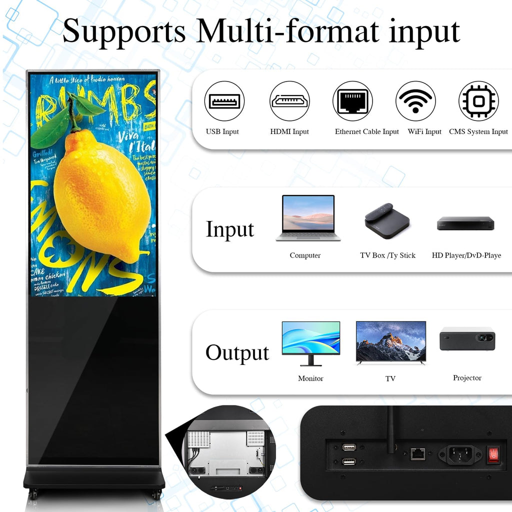 43" Touch Digital Signage Display Kiosk Floor Stand Advertising