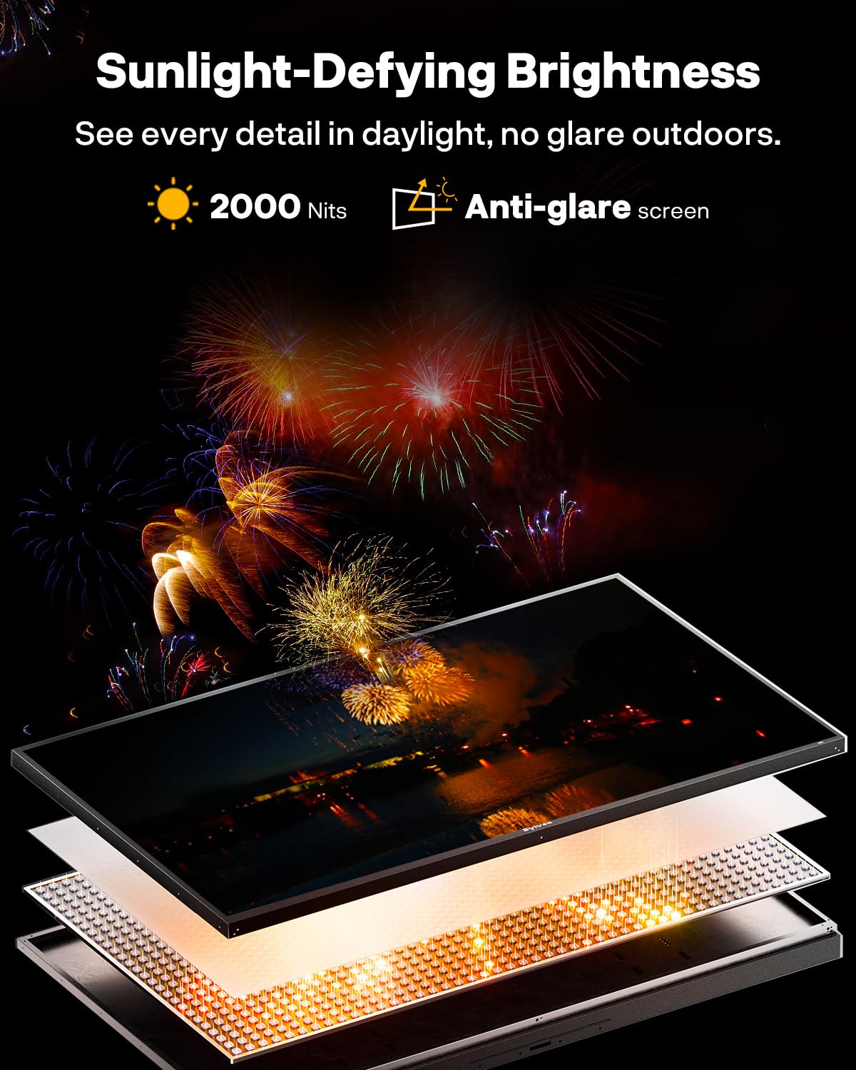 SYLVOX Outdoor TV, 55 inch Smart Waterproof Outdoor TV, 4K UHD Weatherproof