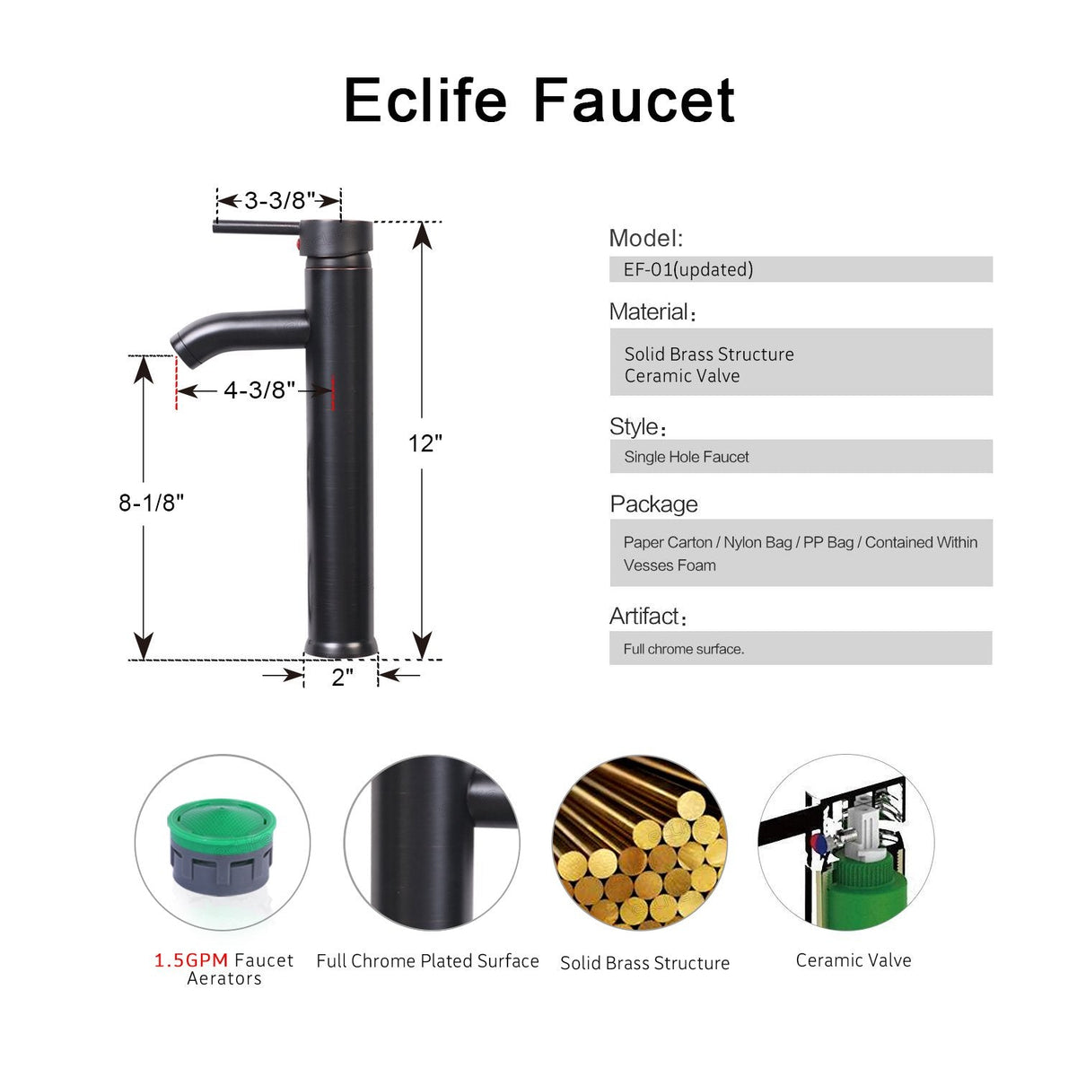 eclife 21.5" Bathroom Vessel Sink Modern Artistic Single Brown Boat Tempered Glass Basin Countertop Bowl Sink for Lavatory Vanity Cabinet, W/Water Save Faucet Pop Up Drain (A29BR)