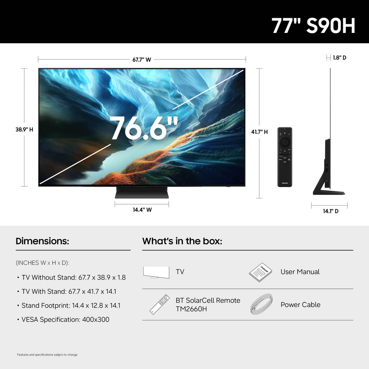 Samsung QN42S90H 42 inch Class S90H Series 4K OLED Vision AI Smart Tizen TV