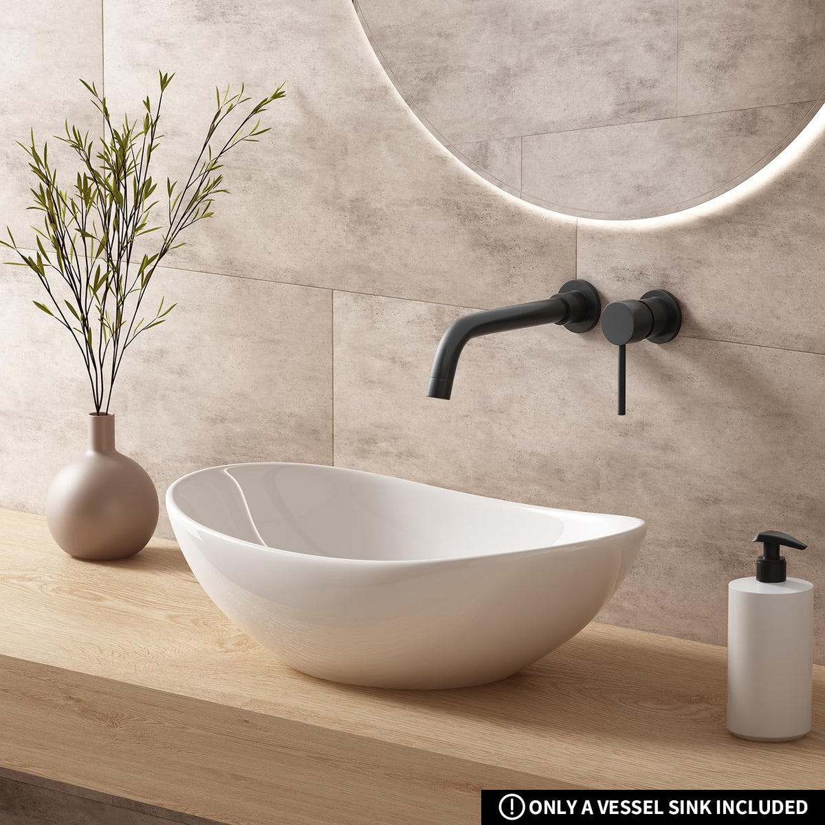 Large Bathroom Vessel Sinks: 24â³x14â³ Oval Bathroom Sink Bowl, Countertop Bathroom Sinks Ceramic Bathroom Vanity Sink Modern Vessel Sinks for Bathrooms