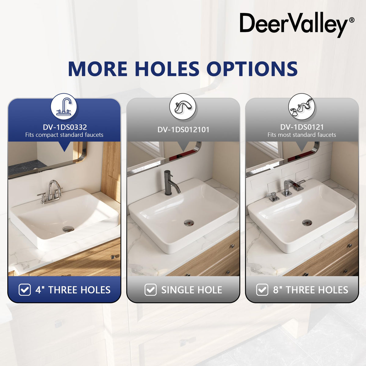 DeerValley Modern Drop In Bathroom Sink White 20"x17" Oval Vanity Art Basin
