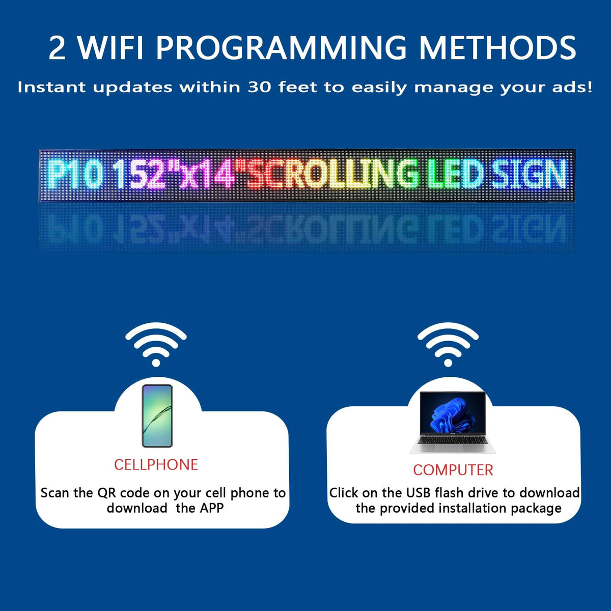 HS Programmable Scrolling Led sign Outdoor Digital Open Neon P10 39''x14''