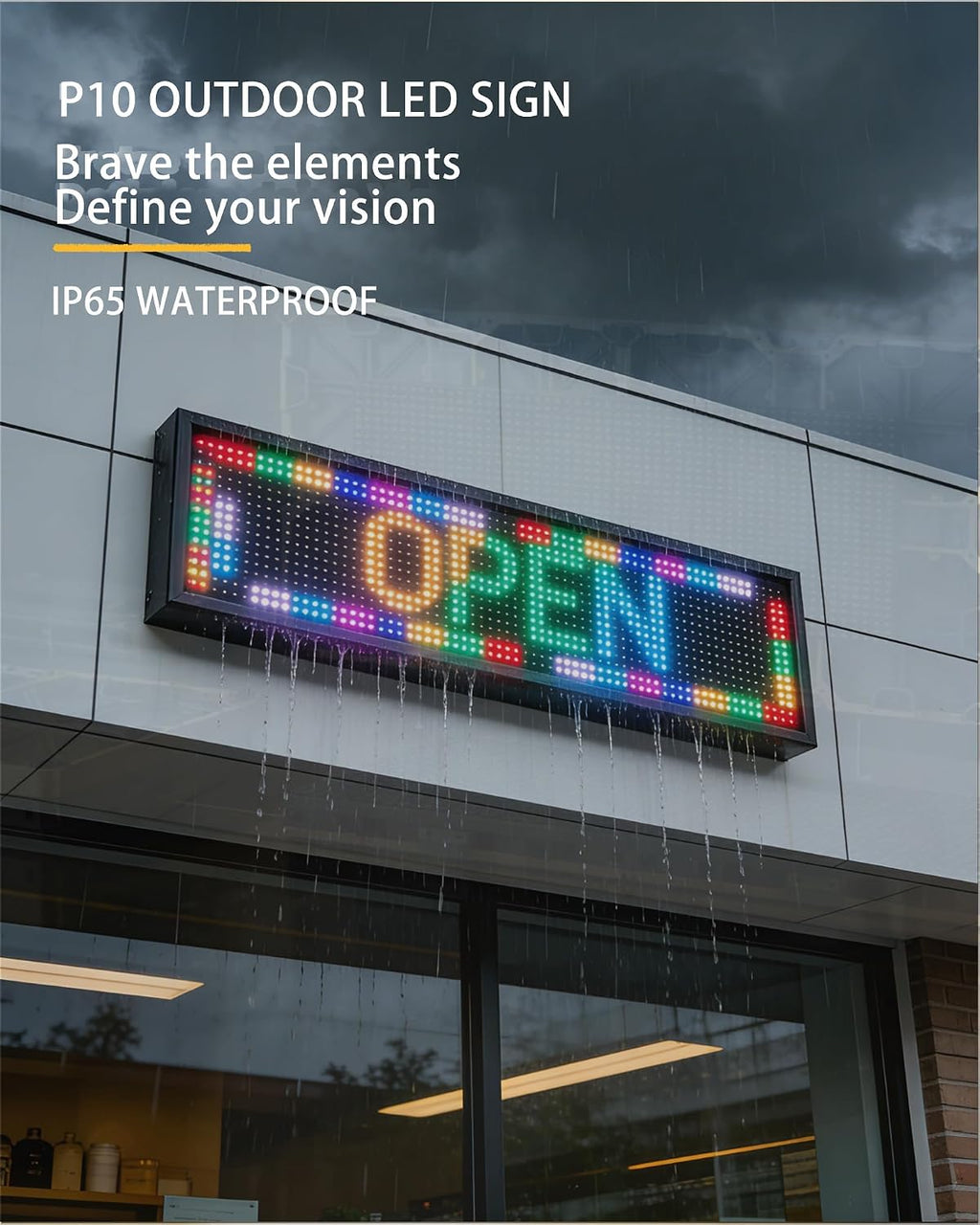 P10 Programmable LED SIGN 40"Ã8" Scrolling LED Display, High Brightness & IP65 Waterproof Indoor Outdoor Digital Signage led screen, Open Signs Welcome Sign for Store Business Advertising
