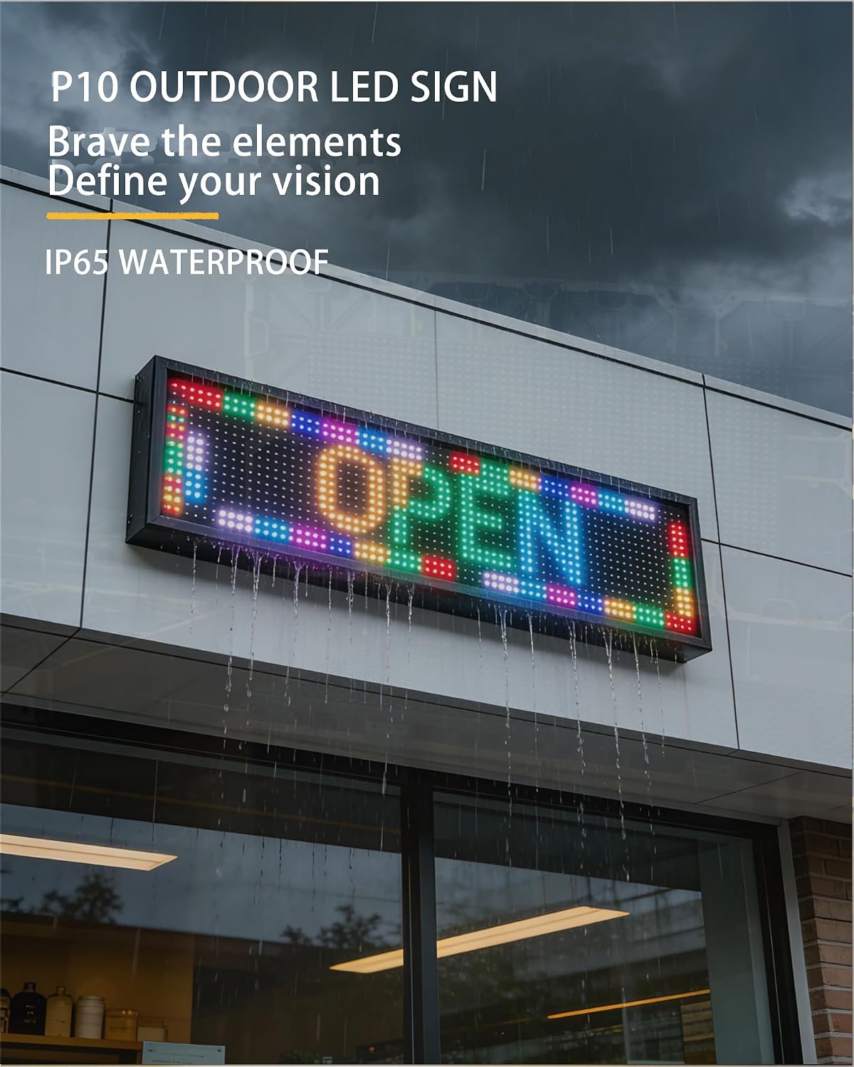 P10 Programmable LED SIGN 40"Ã8" Scrolling LED Display, High Brightness & IP65 Waterproof Indoor Outdoor Digital Signage led screen, Open Signs Welcome Sign for Store Business Advertising