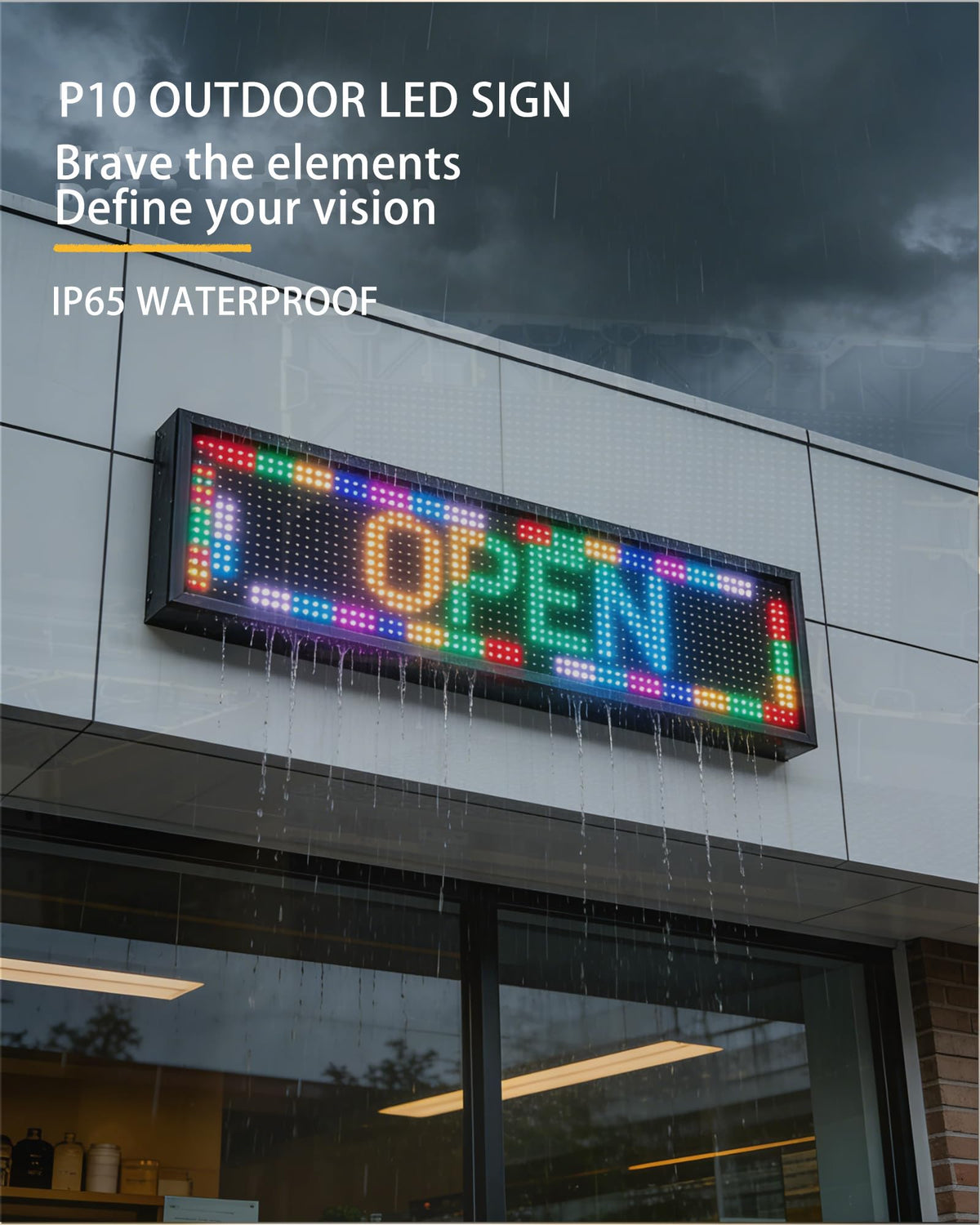 P10 Programmable LED SIGN 40"Ã8" Scrolling LED Display, High Brightness & IP65 Waterproof Indoor Outdoor Digital Signage led screen, Open Signs Welcome Sign for Store Business Advertising