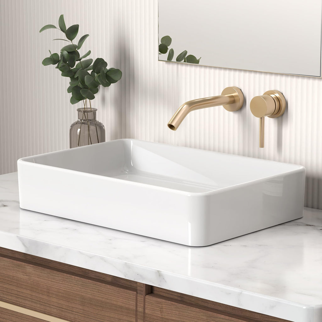 KES Matte Black 20 Inch Bathroom Vessel Sink Above Counter Rectangular Countertop Sink for Cabinet Lavatory Vanity, Ceramic, BVS123S50-BK