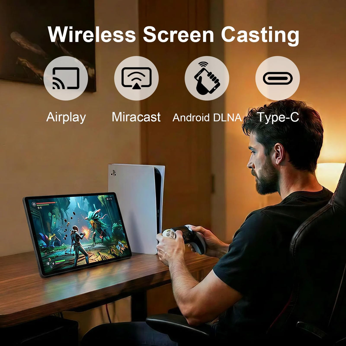 32-Inch FHD Smart Portable TV, Rolling TV on Wheels, Built-in Battery, Android 15 OS, Touch Screen Monitor, 6GB RAM + 128GB Storage, 8MP Camera, Full Swivel Rotation, Voice Remote