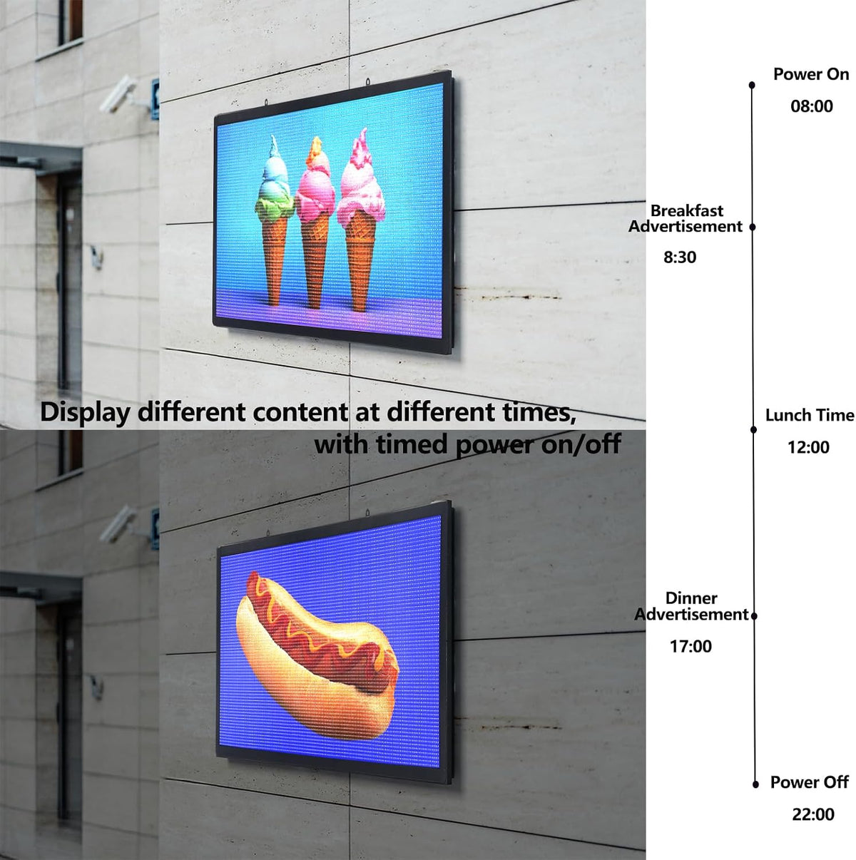 P6 Programmable LED Sign Supports Text/Image/Video, 40"x17" Outdoor Scrolling LED Digital Display for Business, IP65 Waterproof Electronic Message Board with WiFi & USB Control