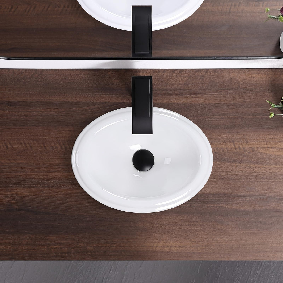 Small Bathroom Vessel Sink 16.7'' x 12.6'' Semi Recessed Bathroom Sink Rectangular Drop-in Vanity Sink with Overflow White Ceramic Modern Art Basin