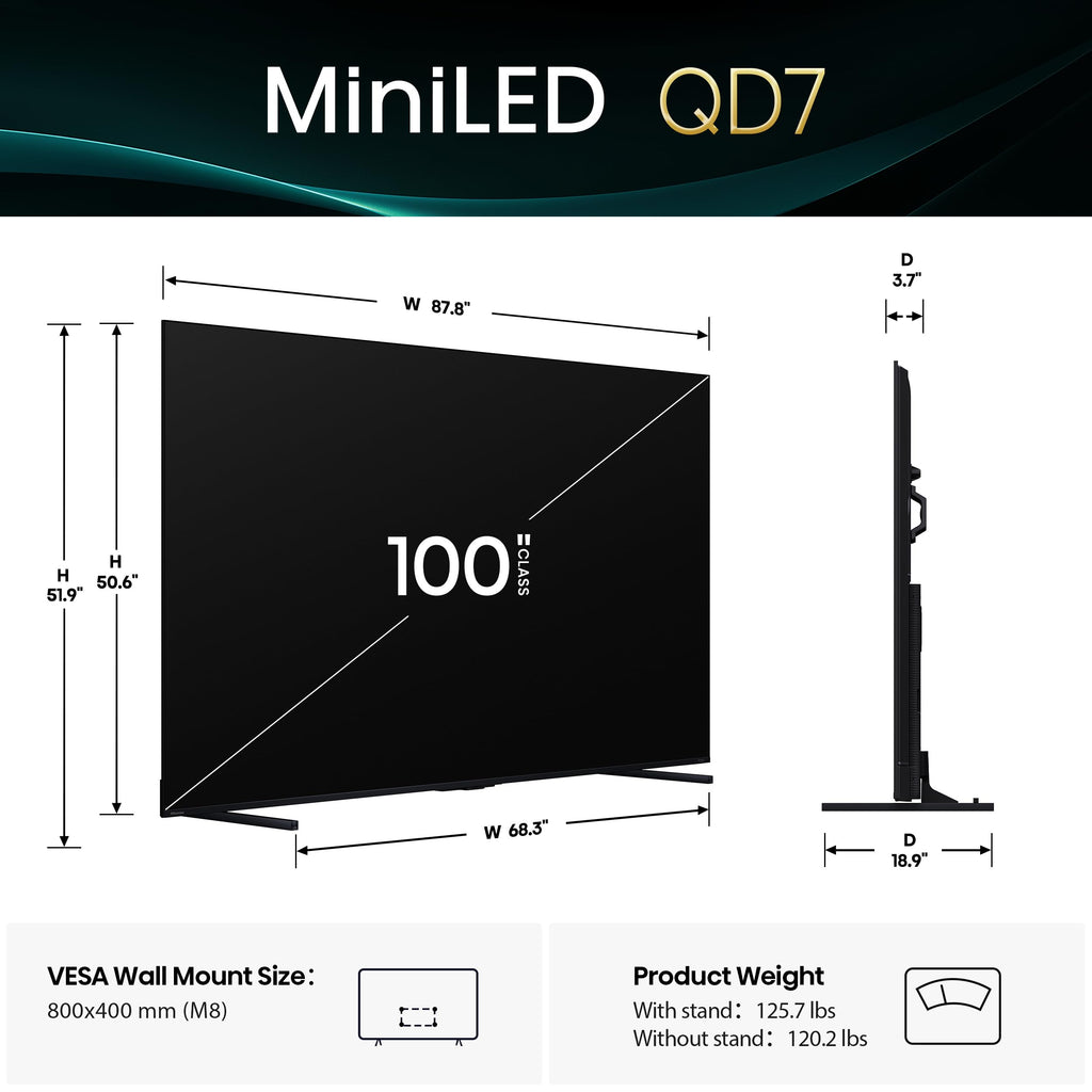 Hisense 65" Class QD7 Series Mini-LED 4K UHD Smart Fire TV (65QD7QF, 2025 Model) - QLED, HDR10+, Dolby Vision, Dolby Atmos, Game Mode Plus, ALLM, Alexa Built in with Voice Remote, Streaming TV, Black