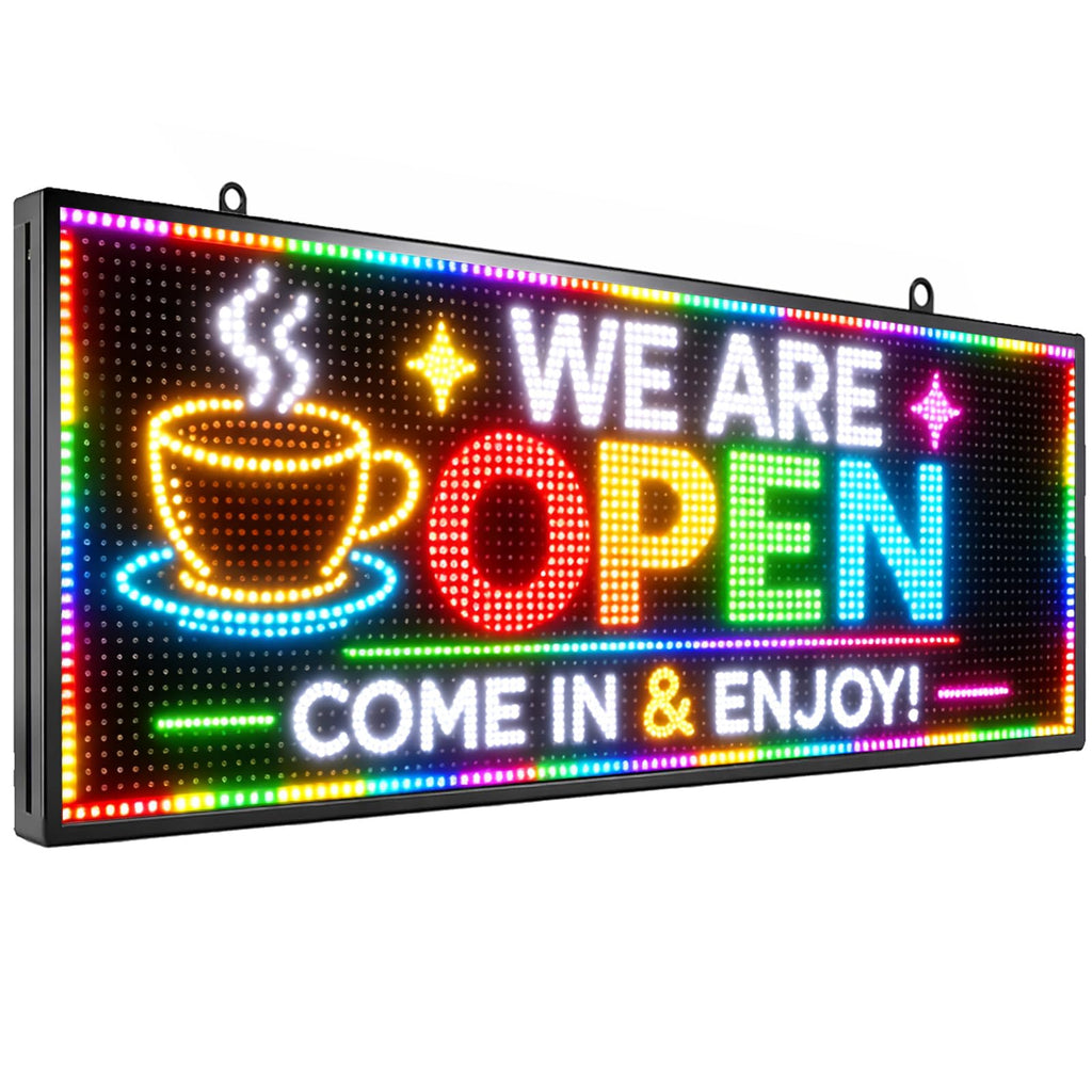 Outdoor P10 LED Message Sign 39"x14" Waterproof High Brightness WiFi Programmable Scrolling Text Display Board for Business, Storefront, Restaurant, Church, Events