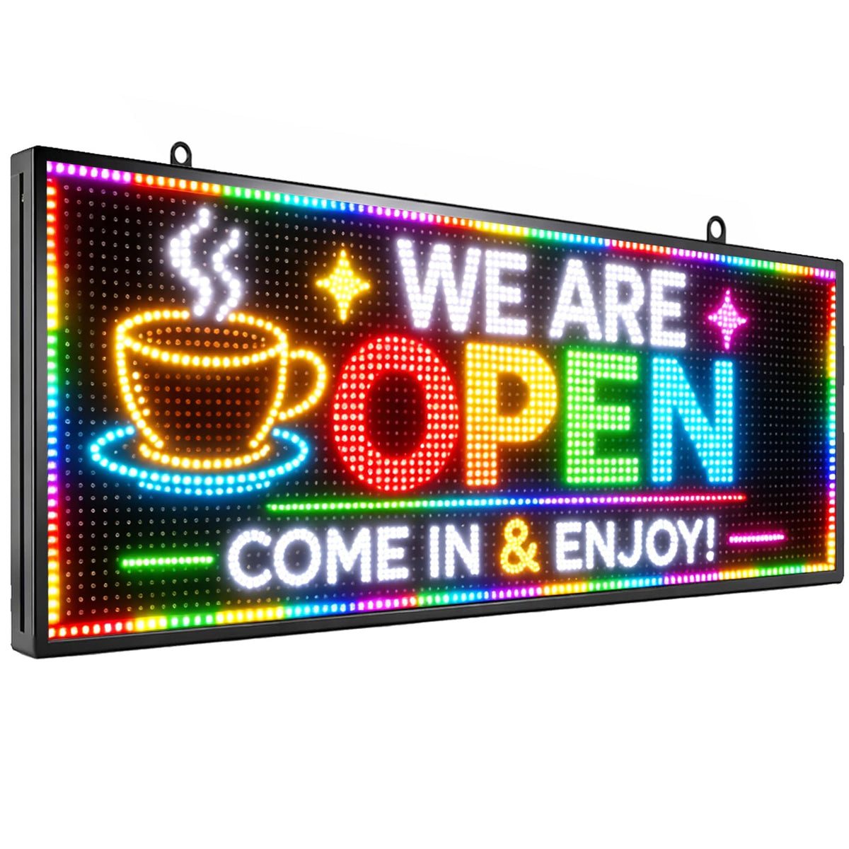 Outdoor P10 LED Message Sign 39"x14" Waterproof High Brightness WiFi Programmable Scrolling Text Display Board for Business, Storefront, Restaurant, Church, Events