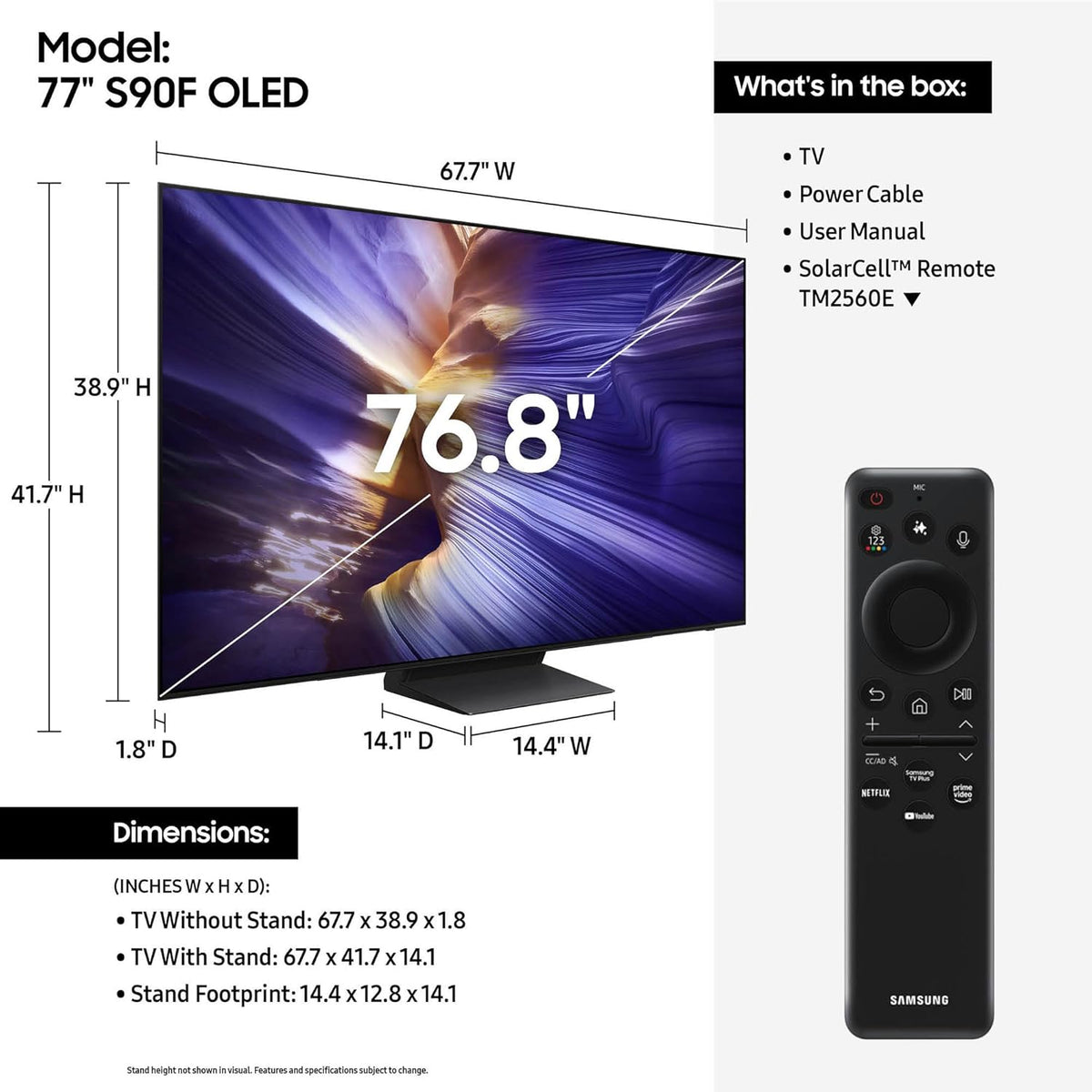 Samsung QN77S90FAFXZA 77 Inch 4K OLED Smart TV with a HW-Q800F Q Series Soundbar 5.1.2 Ch Subwoofer (2025)