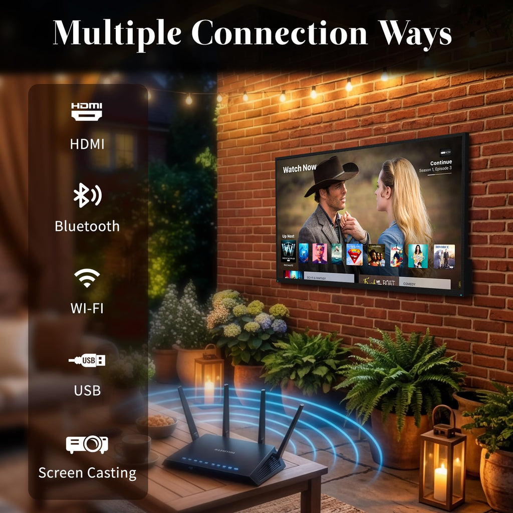 55 Inch Outdoor TV, 2000 Nits Ultra Bright 4K UHD Weatherproof Television, IP55 Waterproof Smart Outside TV with WebOS for Sunlight, Backyard, Poolside, Deck & Patio