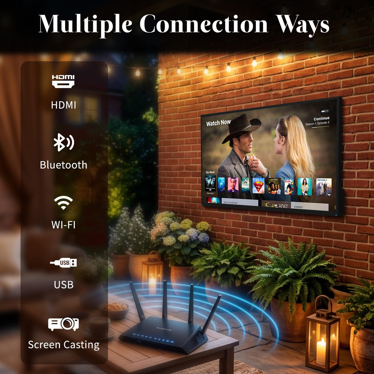 55 Inch Outdoor TV, 2000 Nits Ultra Bright 4K UHD Weatherproof Television, IP55 Waterproof Smart Outside TV with WebOS for Sunlight, Backyard, Poolside, Deck & Patio