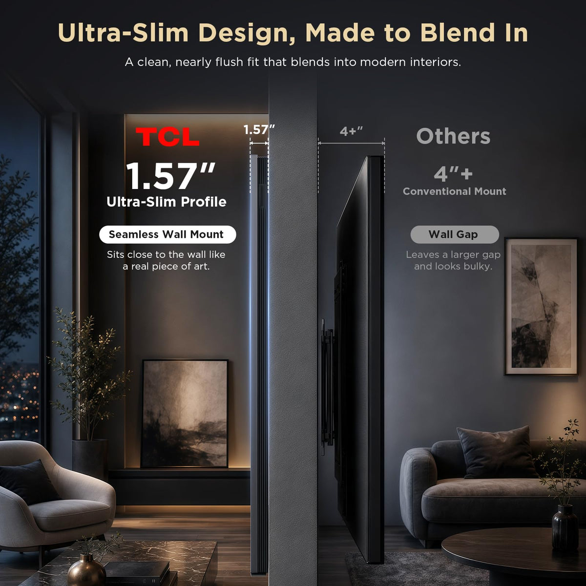 TCL 55-Inch Designer Series QD-Mini LED TV, 4K Google Smart TV, 55A400U