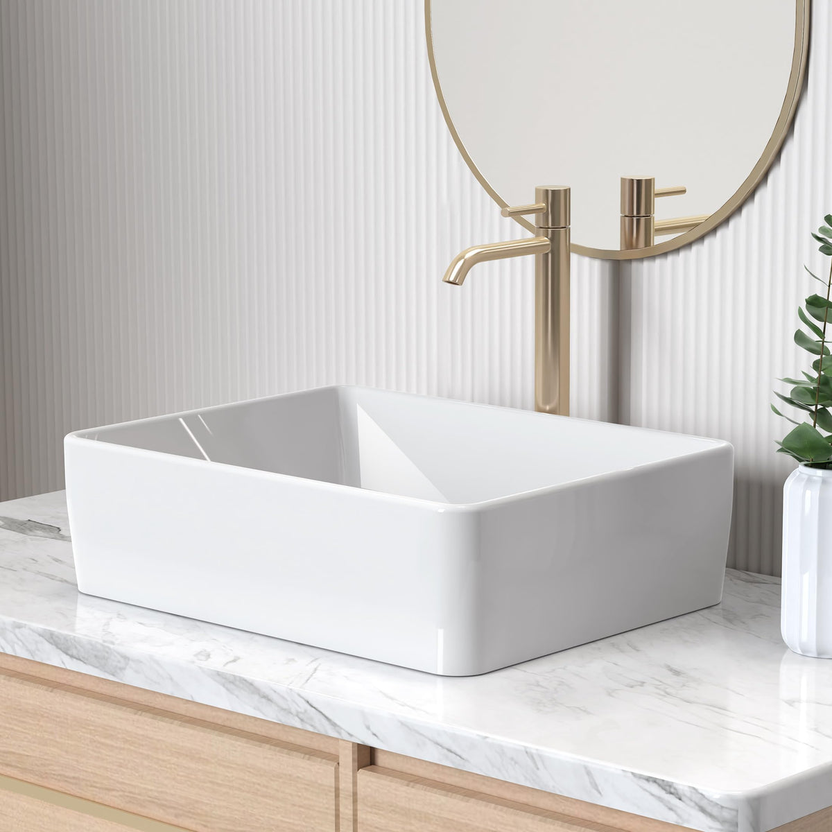 KES Matte Black 20 Inch Bathroom Vessel Sink Above Counter Rectangular Countertop Sink for Cabinet Lavatory Vanity, Ceramic, BVS123S50-BK