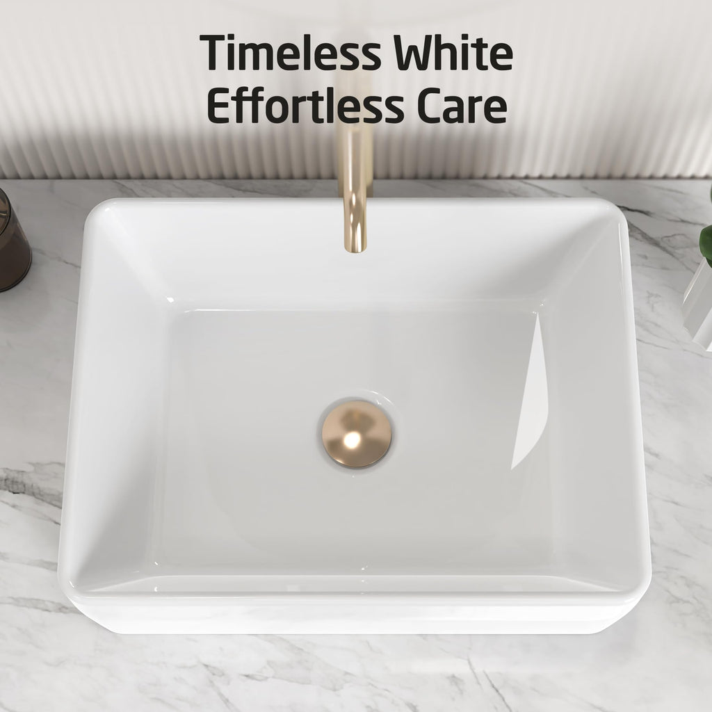 KES Matte Black 20 Inch Bathroom Vessel Sink Above Counter Rectangular Countertop Sink for Cabinet Lavatory Vanity, Ceramic, BVS123S50-BK